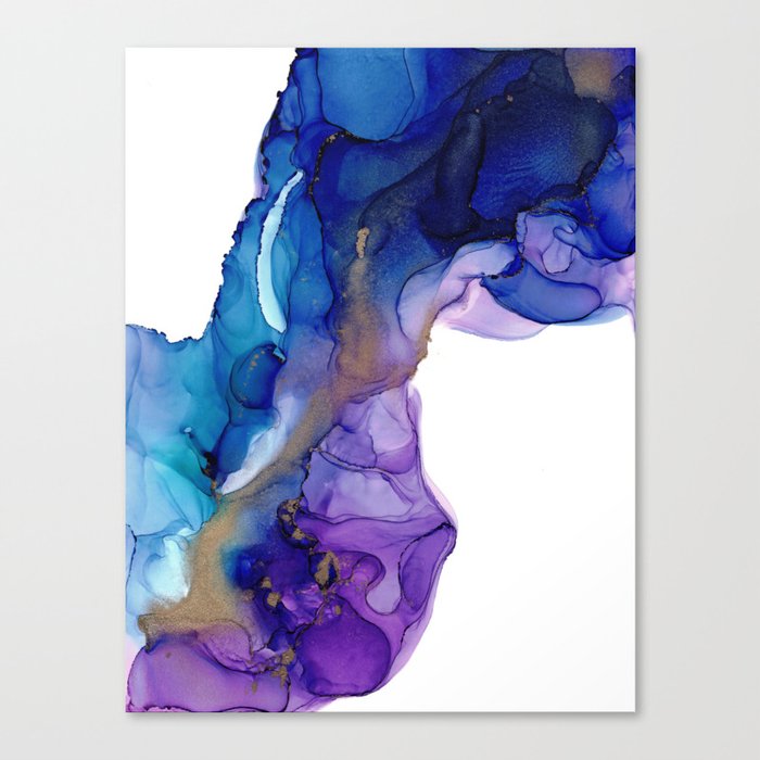 Blue and Lavendar Abstract: Original Alcohol Ink Painting by Herzart Canvas Print