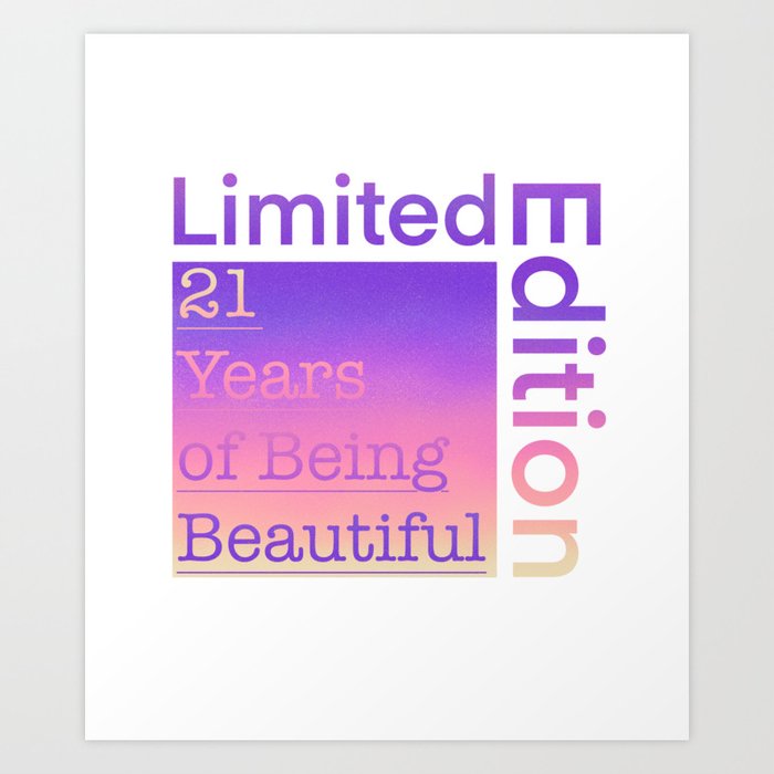 21 Year Old Gift Gradient Limited Edition 21th Retro Birthday Art Print