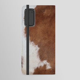 Faux Cowhide, White + Tan Brown (Digital Art, xii 2021) Android Wallet Case