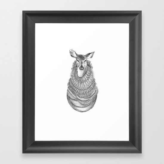 Feathered Deer. Framed Art Print