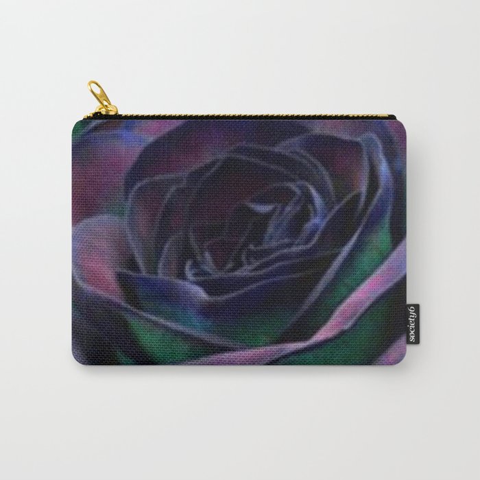 Purple Indigo And Green Rose Emo Flower Painting Carry-All Pouch