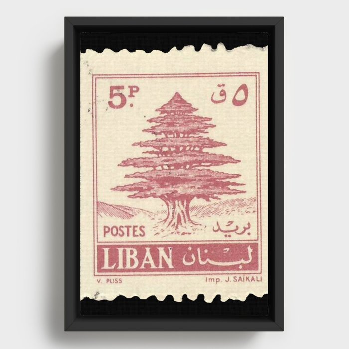 Lebanon vintage timbre Framed Canvas