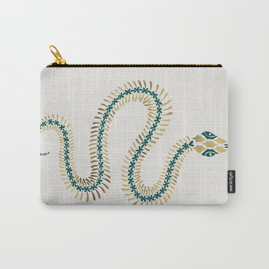 Snake Skeleton – Emerald & Gold Carry-All Pouch