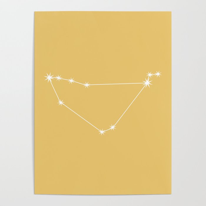 CAPRICORN Sunshine Yellow – Zodiac Astrology Star Constellation Poster