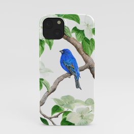 Royal Blue-Indigo Bunting in the Dogwoods by Teresa Thompson iPhone Case