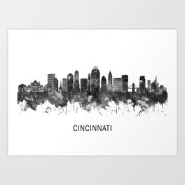 Cincinnati Ohio Skyline BW Art Print | Painting, Print, Cityscape, B W, Poster, Cincinnati, Graphicdesign, Urban, Ohio, Skyscrapers 