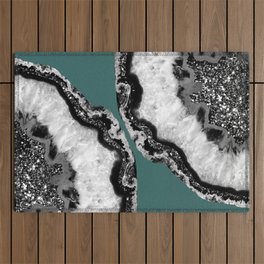 Yin Yang Agate Glitter Glam #11 #gem #decor #art #society6 Outdoor Rug