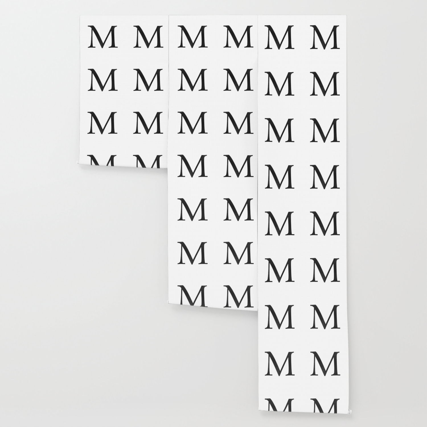 Letter M Initial Monogram Black And White Wallpaper By