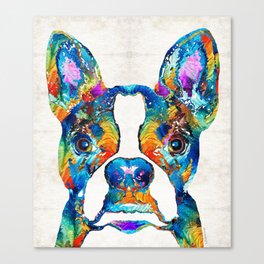 Colorful Boston Terrier Dog Pop Art - Sharon Cummings Canvas Print
