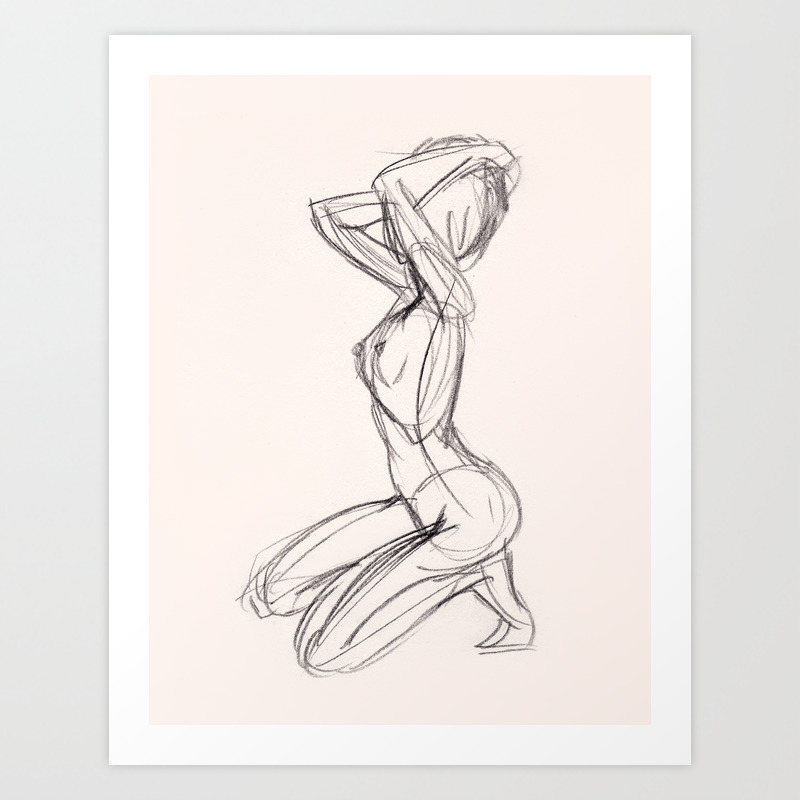 Charcoal Drawing Sketch Of Nude Woman Kneeling Side Art Print By Whiskey Dogstudio Society6,Pencil Sketch Of Women Empowerment