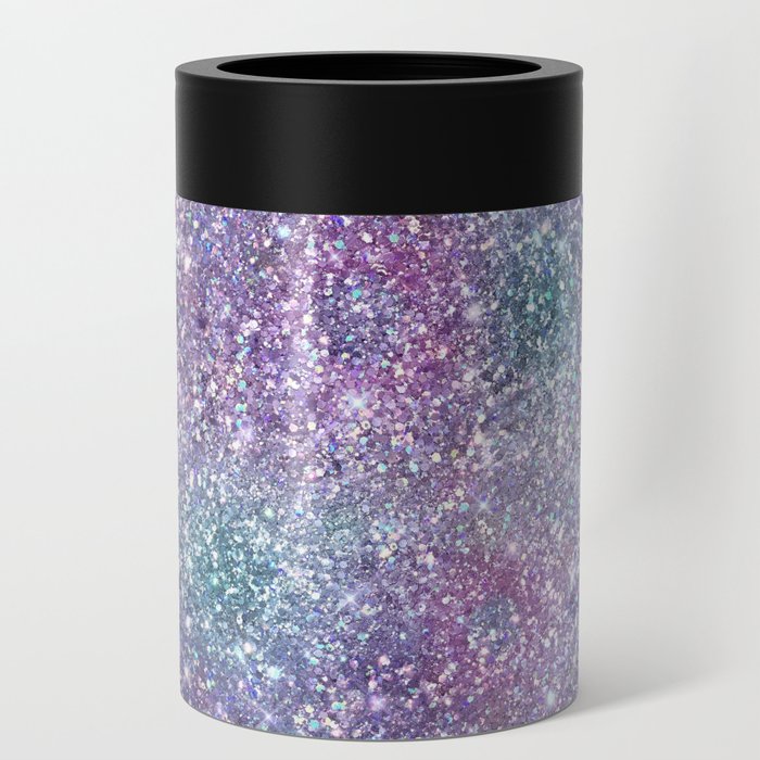 Glam Iridescent Purple Glitter Can Cooler