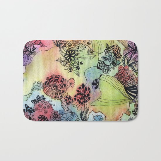 Sweet doodle flowers Bath Mat