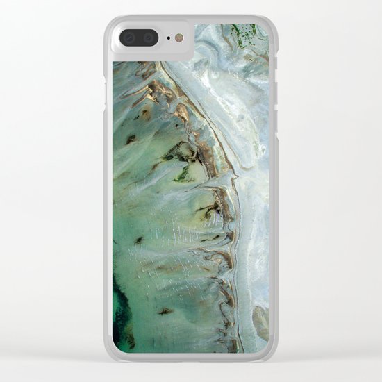 Marble teal & gold ocean Clear iPhone Case