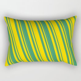 [ Thumbnail: Yellow and Sea Green Colored Striped Pattern Rectangular Pillow ]