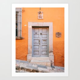 Orange and grey | The San Miguel de Allende Mexico door collection | Travel photography print Art Print