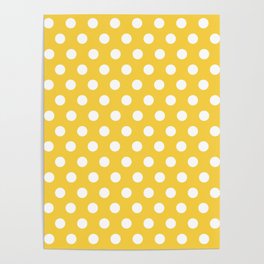 White Polka Dots on Yellow Poster