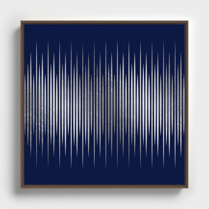 Linear Blue & Silver Framed Canvas