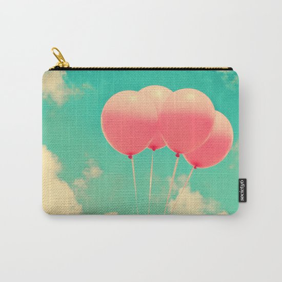 Balloons in the sky (pink ballons in retro blue sky) Carry-All Pouch