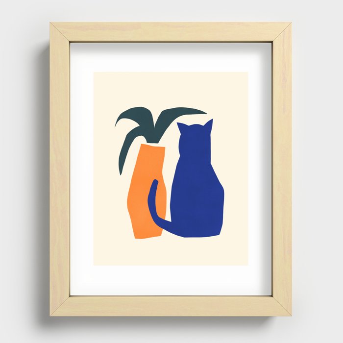 a cat and a pot Recessed Framed Print