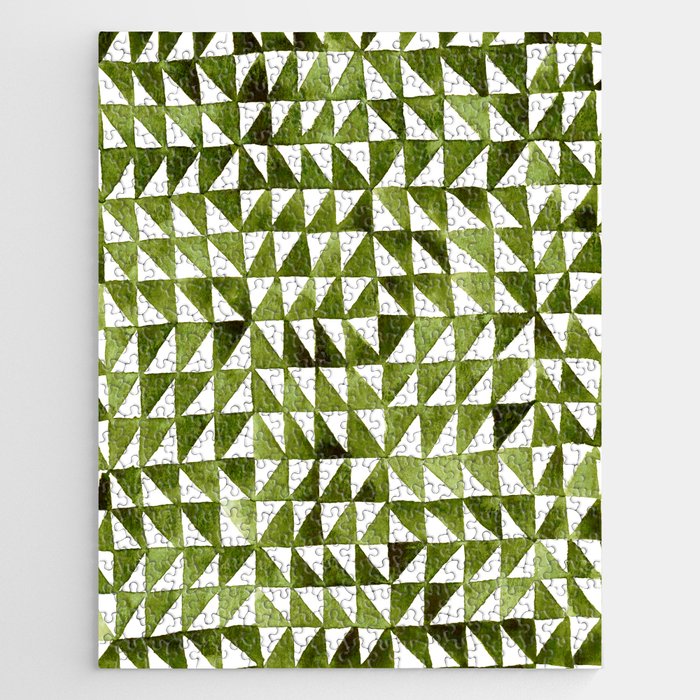 Triangle Grid olive green Jigsaw Puzzle