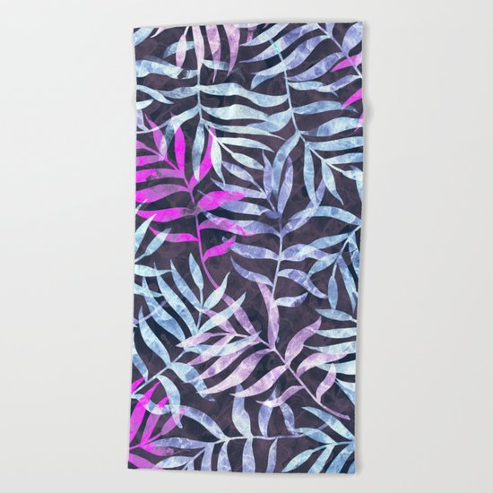 Watercolor Tropical Palm Leaves X Beach Towel