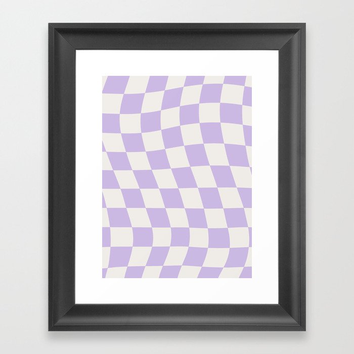 Warped Check Pattern Lavender Framed Art Print