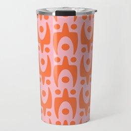 Mid Century Modern Abstract Pattern 748 Orange and Pink Travel Mug
