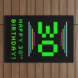 [ Thumbnail: 30th Birthday - Nerdy Geeky Pixelated 8-Bit Computing Graphics Inspired Look Outdoor Rug ]