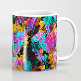 Artsy Modern Neon Colors Black Abstract Paint Art Coffee Mug