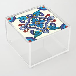 Elegant decorative talavera tile vintage blue flower interior design Acrylic Box