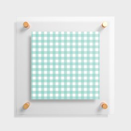 Teal Pastel Farmhouse Style Gingham Check Floating Acrylic Print