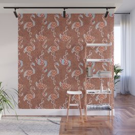 Zigzag Flamingo on Rusty Velvet Wall Mural