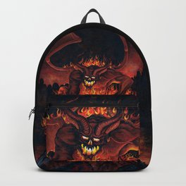 Fiery Monster on Volcano Backpack | Halloween, Scary, Typhon, Acrylic, Black, Myth, Red, Comic, Monster, Mythology 