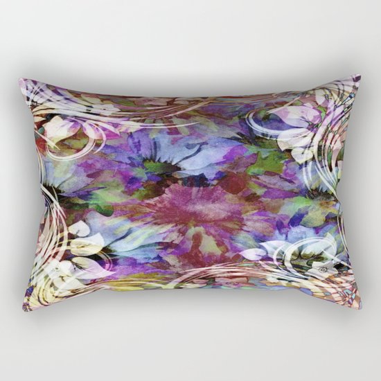 Fancy Midnight Floral Rectangular Pillow