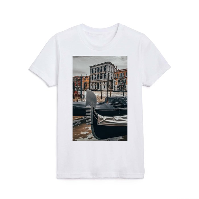 Venice Italy with gondola boats surrounded by beautiful architecture along the grand canal Kids T Shirt