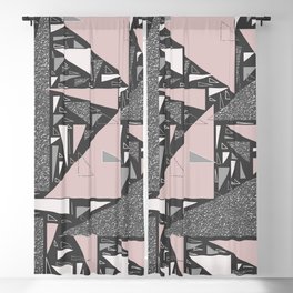 Geometrical pink gray black silver glitter triangles  Blackout Curtain