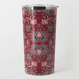 deep red and pink floral bold paisley flower bohemian Travel Mug