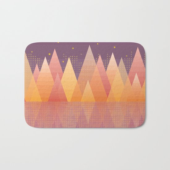 Geometric Lake Mountain III - Fall Bath Mat