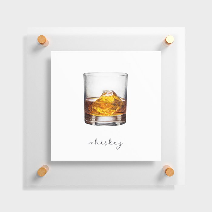 Whiskey Cocktail Painting | Watercolor Bar Art Floating Acrylic Print