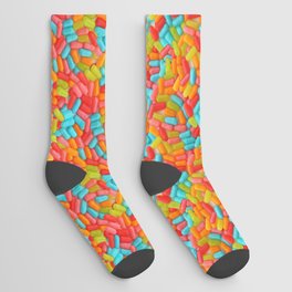 Colorful Tropical Jelly Bean Candy Photo Pattern Socks