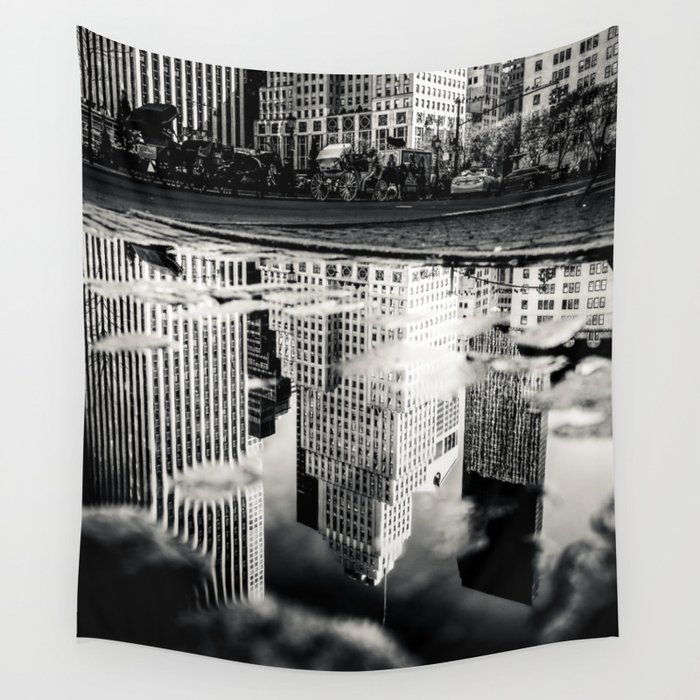 Manhattan New York Poster Print Black and White Wall Tapestry
