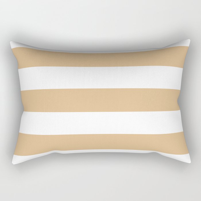 Burlywood - solid color - white stripes pattern Rectangular Pillow