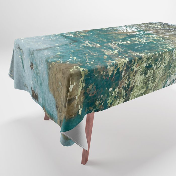 Aqua blue forest 2 Tablecloth