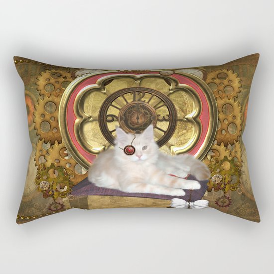 Steampunk, cute cat Rectangular Pillow