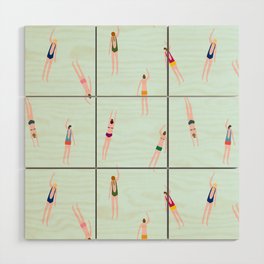 Swimmers in the pool Wood Wall Art