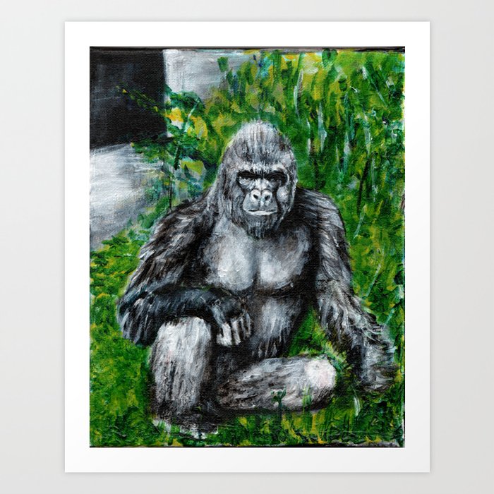 Harambe Silver Back Gorilla Painting By Jack Larson Art Print By