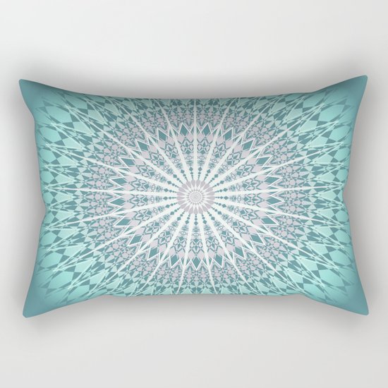 Teal Mandala Medallion Rectangular Pillow