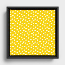 Yellow and White Seamless Pattern Paint Brush Strokes Framed Canvas