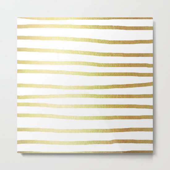 Simply Drawn Stripes 24k Gold Metal Print
