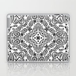 Black Paisley Mandala Print Mosaic Flower Lover Pattern Laptop Skin